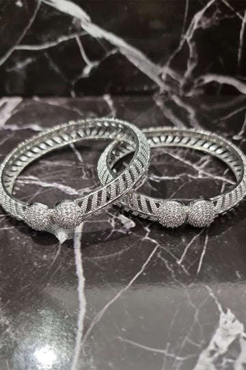 Silver Plated Crystal Bangles