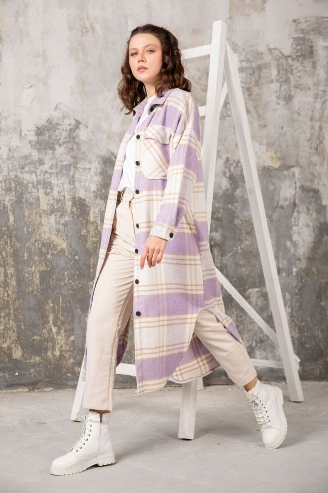 Lilac Long Check Shirt