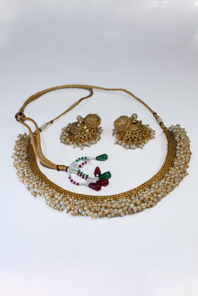 Solar Gold Necklace and Earrings Set