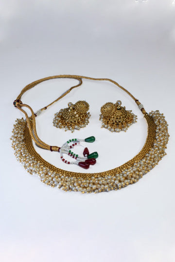Solar Gold Necklace and Earrings Set